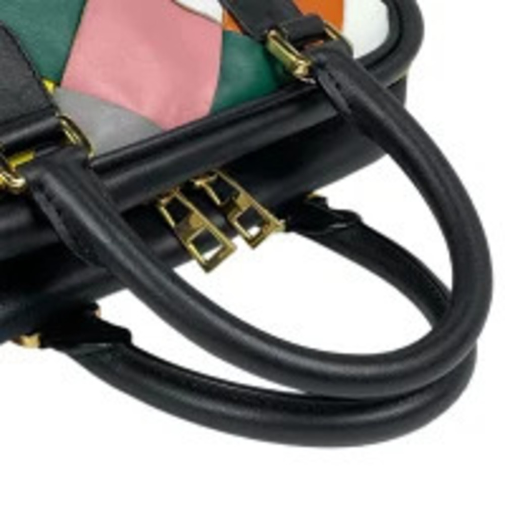 Loewe Anagram Handbag Boston Woven Leather Black Multicolor - Picture 7 of 7